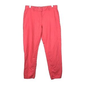 Gap Pants Khakis Womens 10 Broken In Straight Leg Linen Cotton Red Autumn Rose